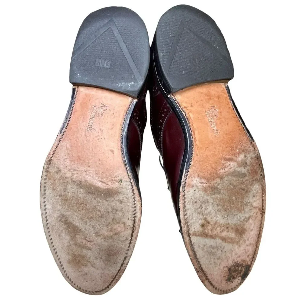 Allen Edmonds SANFORD Burgundy Leather Cap Toe‎ Oxford Dress Shoes 5237 Size 9D
